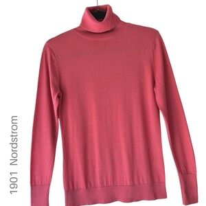 1901 NORDSTROM | MERINO WOOL BLEND TURTLENECK SWEATER ROSE PINK | MEDIUM